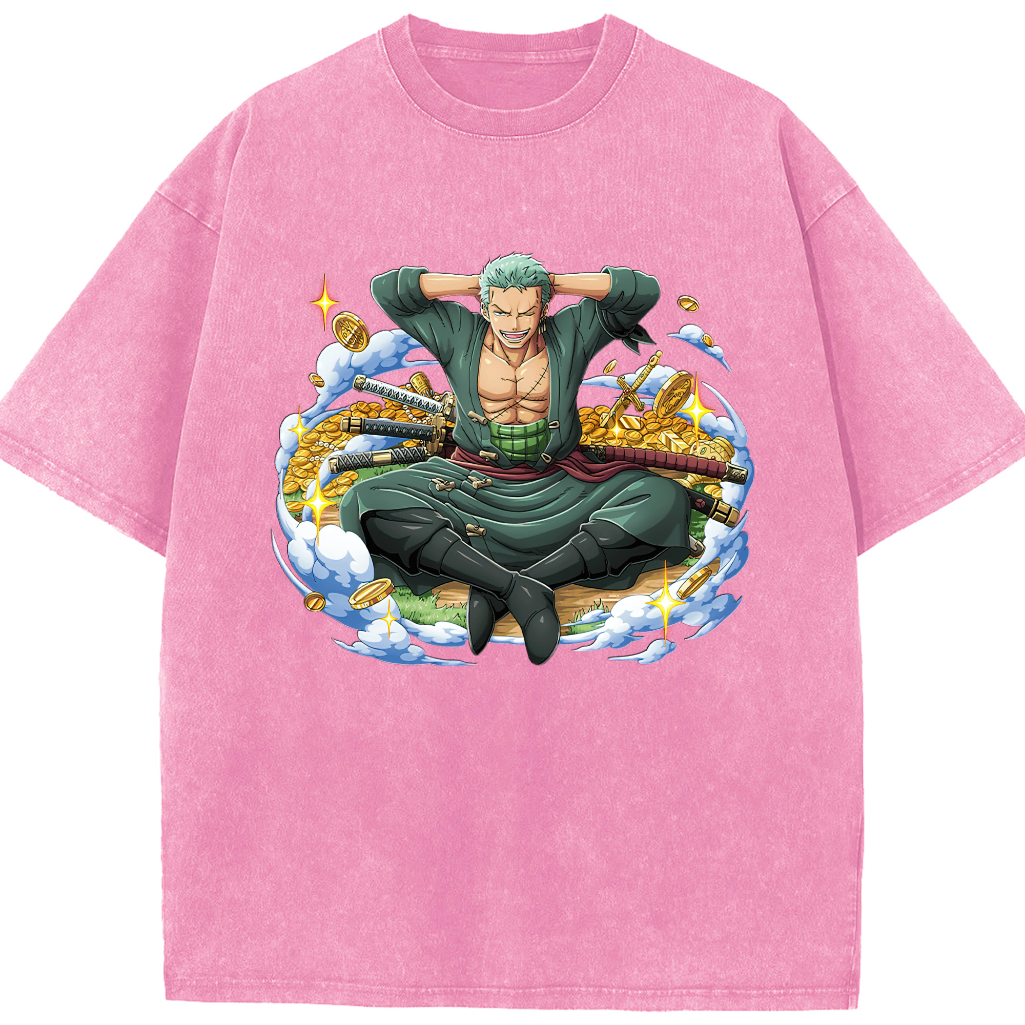 ワンピース ロロノア・ゾロ ONE PIECE Roronoa Zoro 綿100% ヴィンテージ風 半袖Tシャツ（フロントプリント）